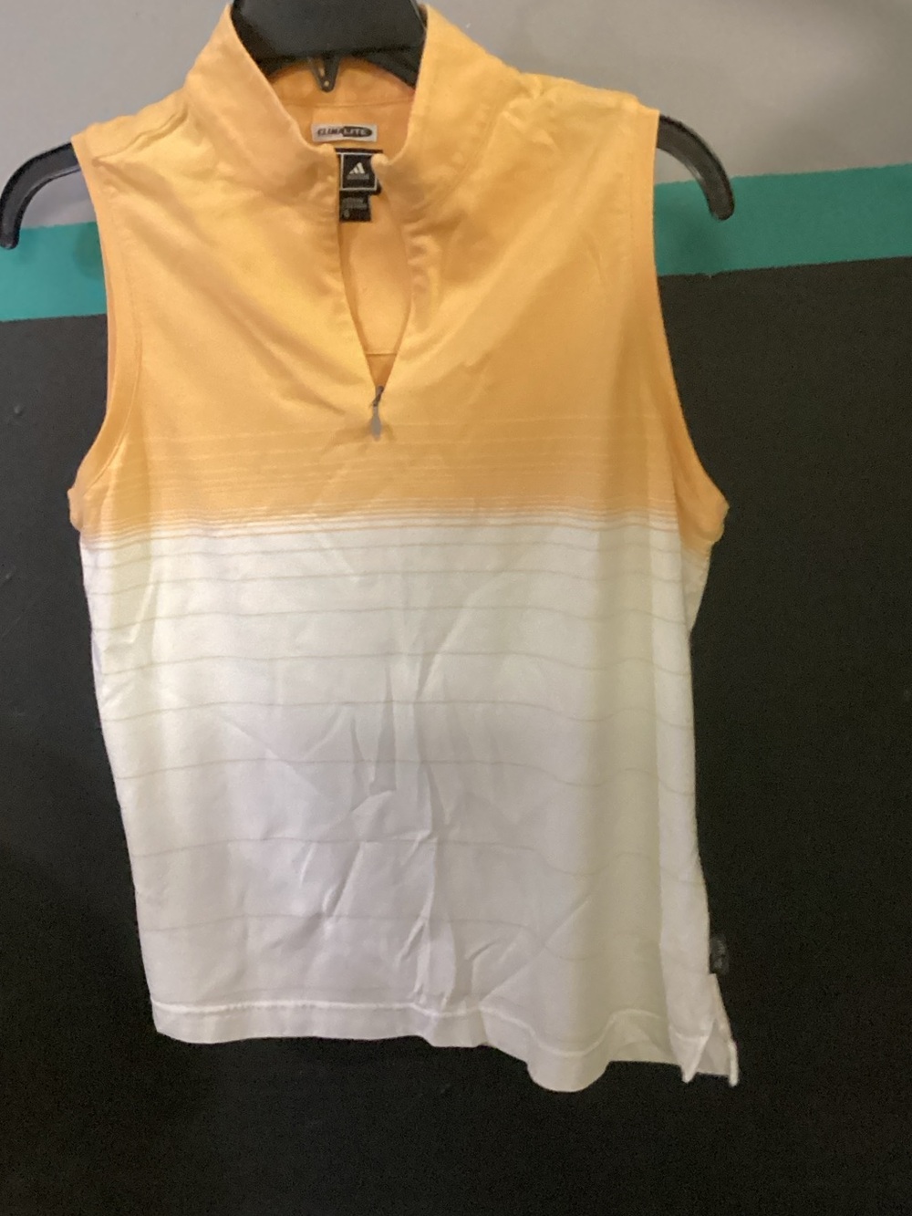 adidas Women's Yellow and White Sleeveless Zip-Front Tank